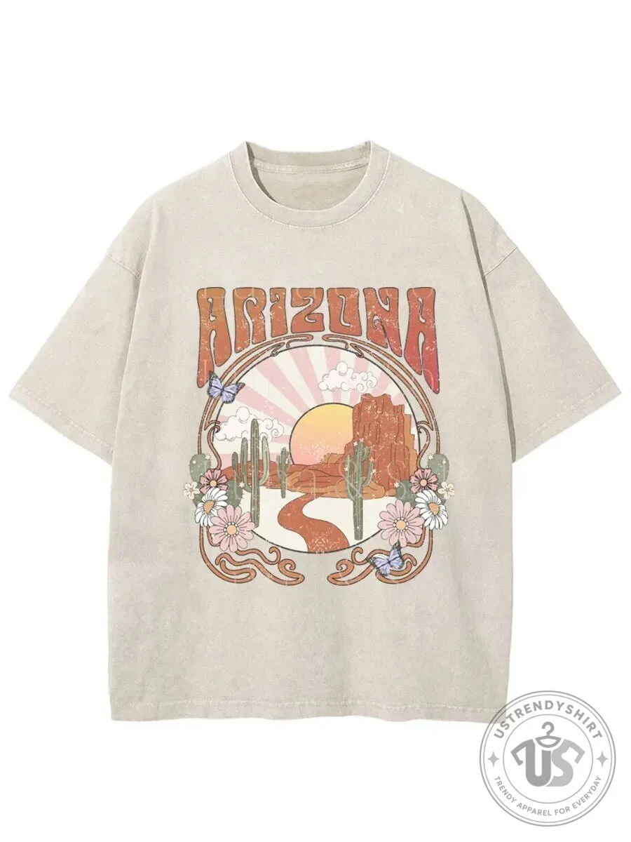 Vintage Arizona Desert Sunset Landscape Graphic T-Shirt
