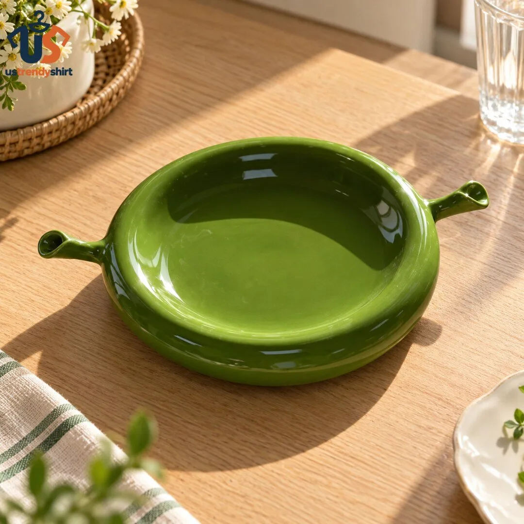 Shrek Plates Green Ceramic Ogre Serving Dish Unique Kitchen Tableware Gift
