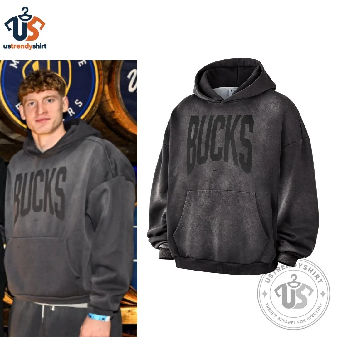 Kasparas Jakucionis Milwaukee Bucks Washed Black Vintage Pullover Hoodie