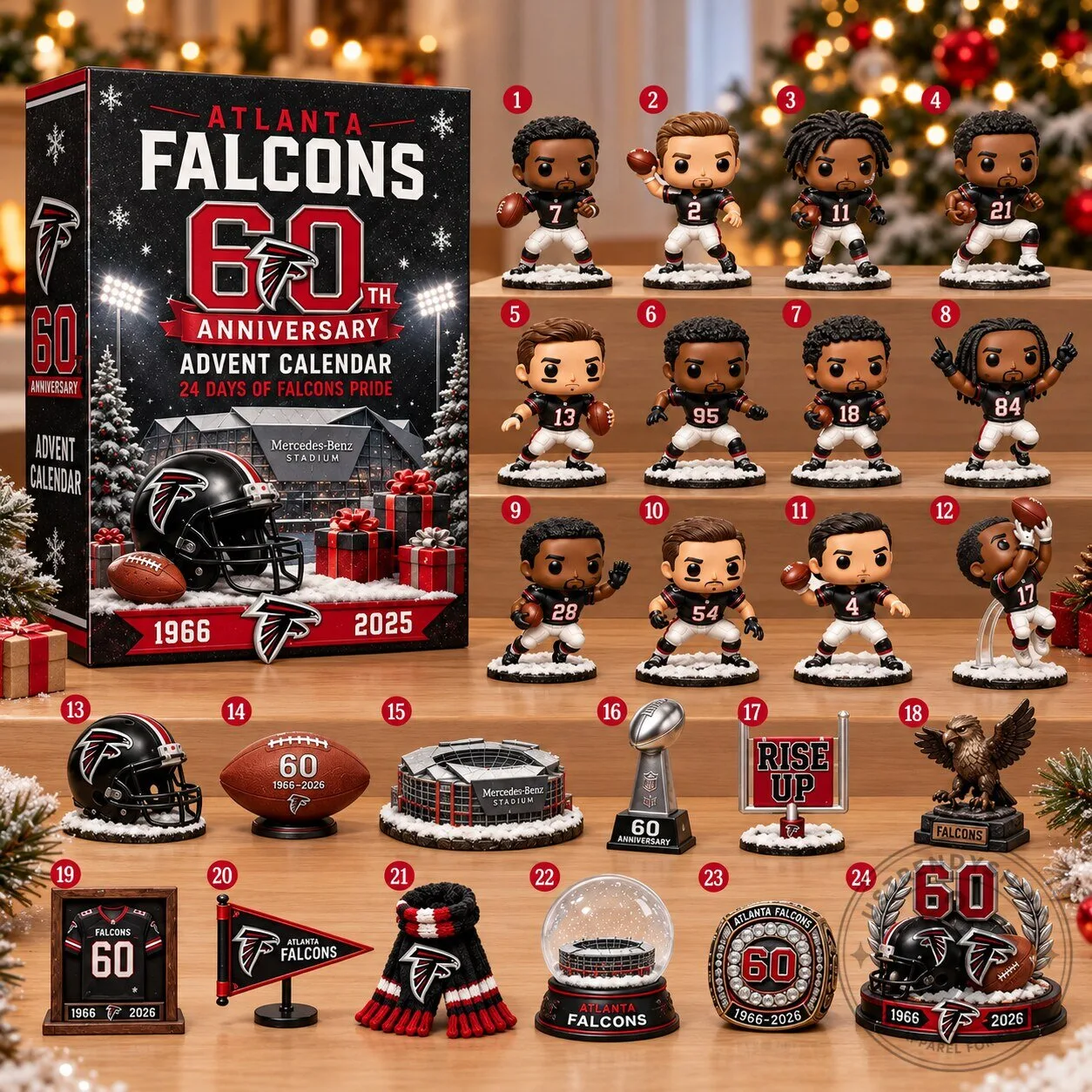 Atlanta Falcons 60th Anniversary Advent Calendar 24 Days Christmas Countdown