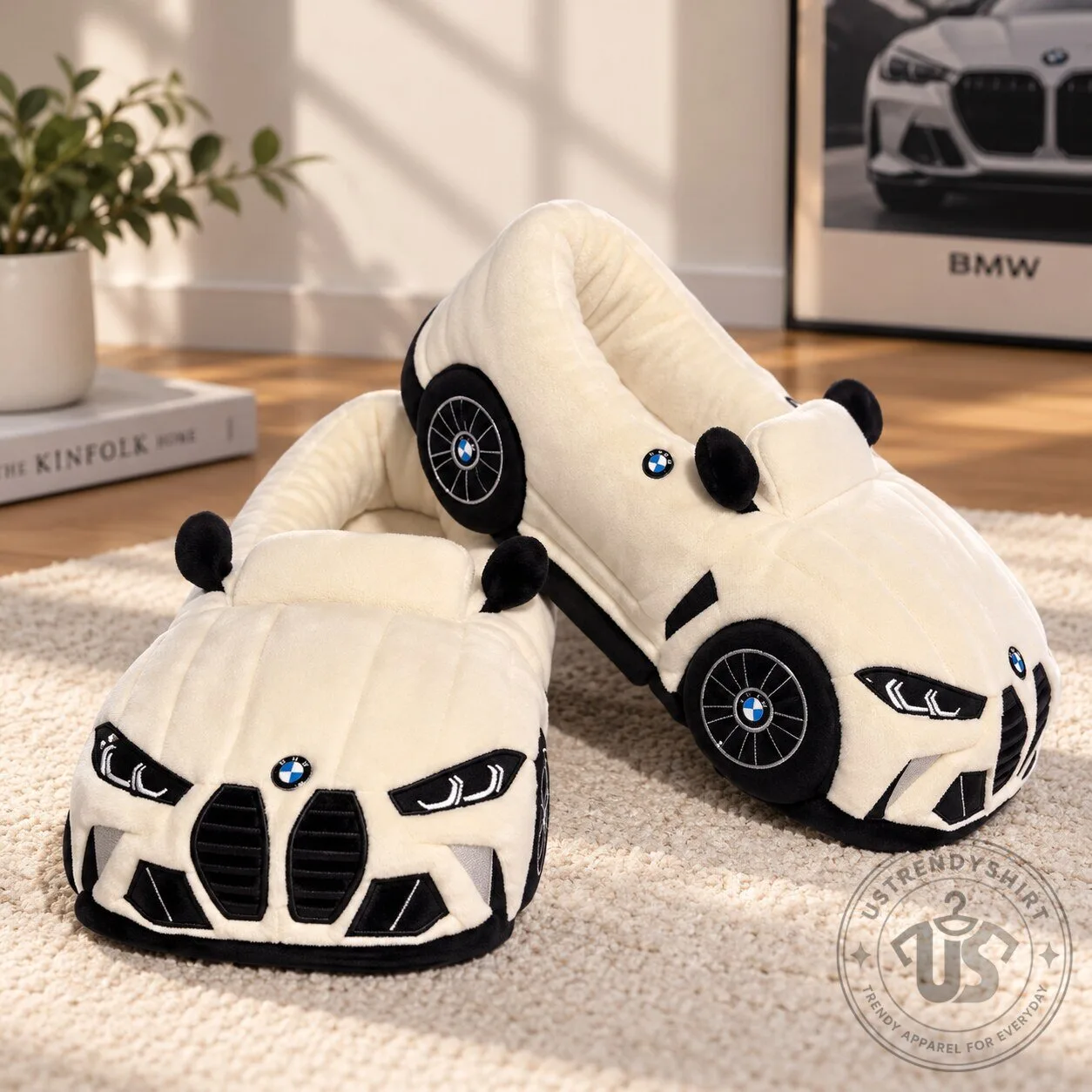 BMW Car Plush Slippers Soft Indoor Warm House Shoes