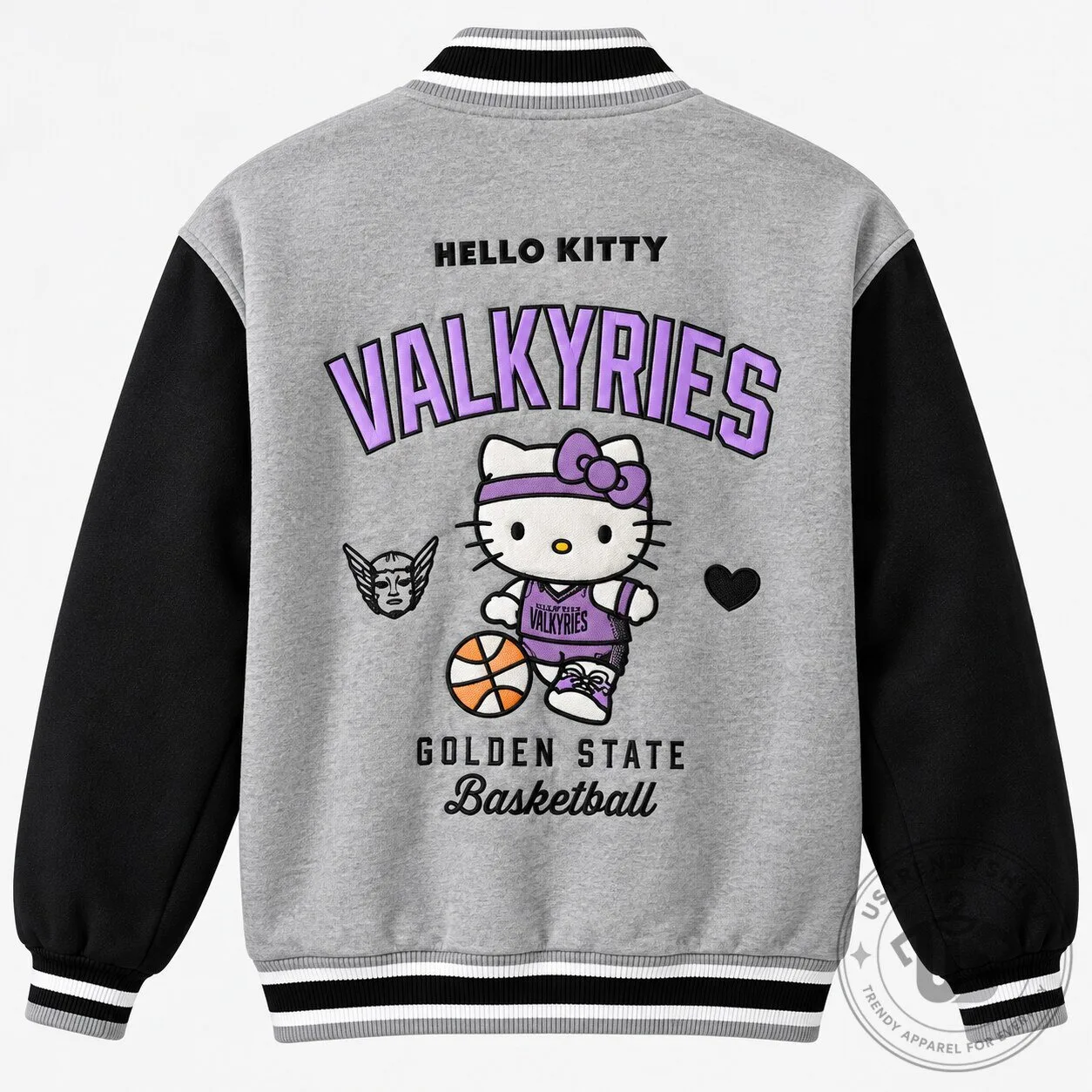 Valkyries Hello Kitty Reversible Varsity Bomber Jacket Basketball Outerwear 7 Valkyries Hello Kitty Reversible Varsity Bomber Jacket Basketball Outerwear