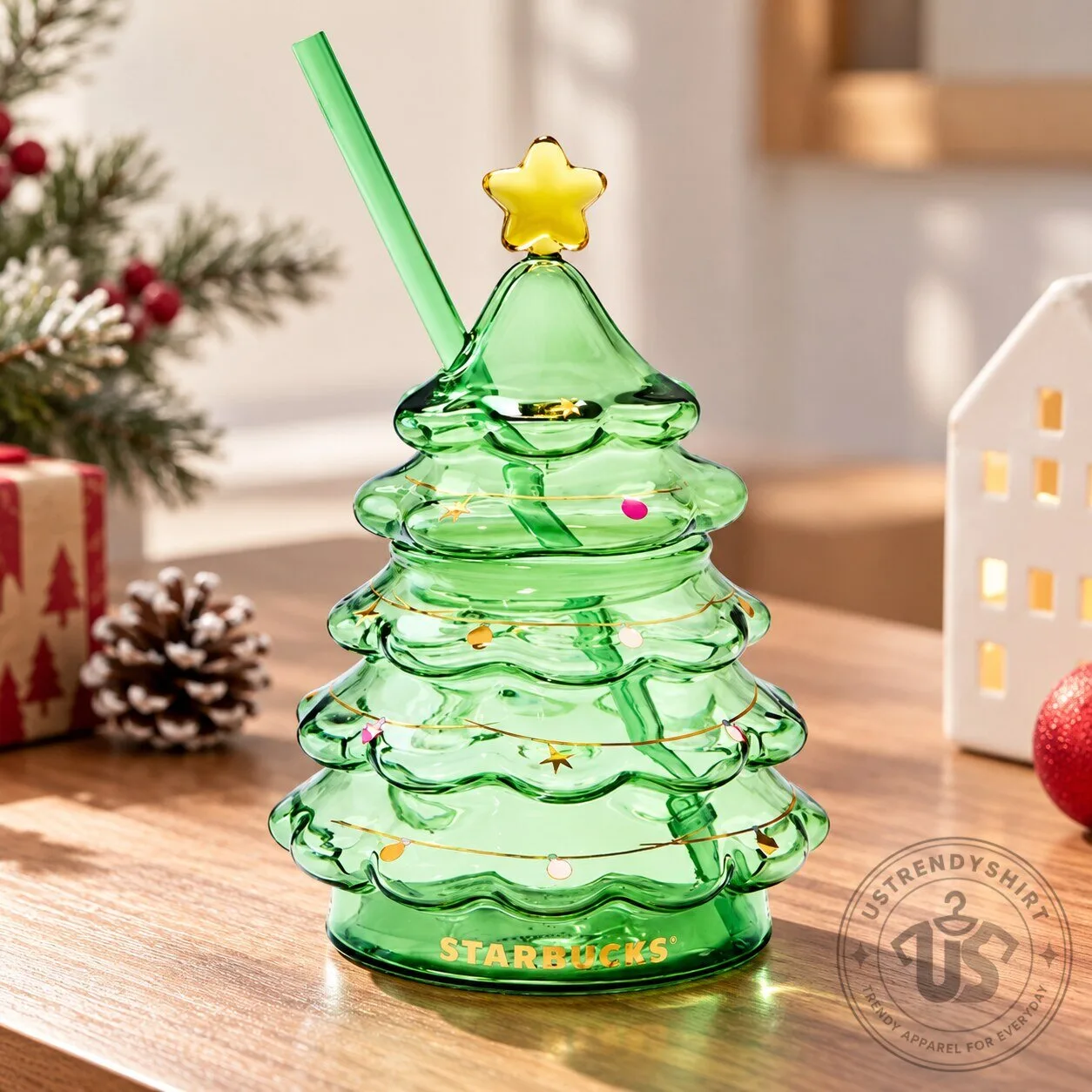 Starbucks Christmas Tree Cup Green Tumbler With Straw