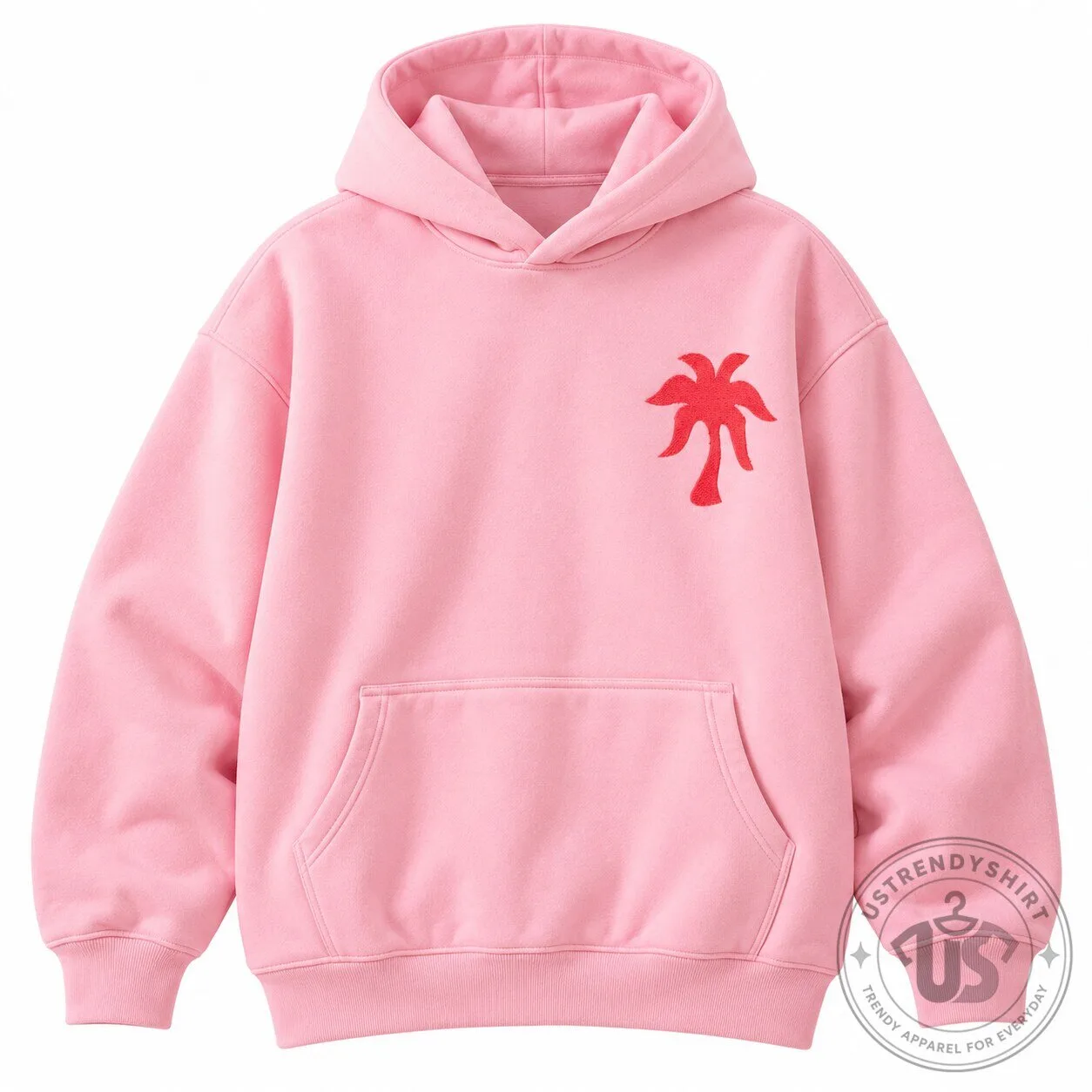 Pink Palm Puff Hoodie Aesthetic Everything Comes In Waves Vintage Graphic Oversized Hoodie