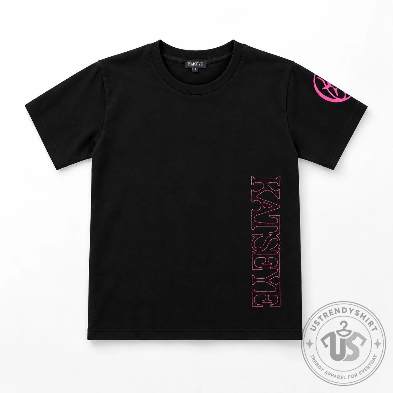KATSEYE x EYEKONS Logo Stitch Black T-Shirt Concert Merch Kpop