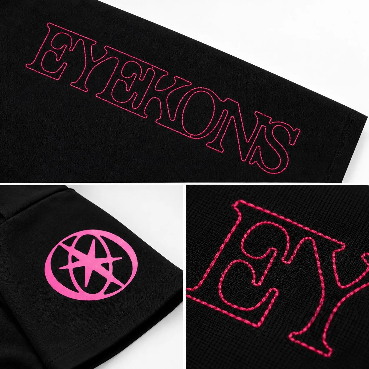 KATSEYE x EYEKONS Logo Stitch Black T-Shirt Concert Merch Kpop 7 KATSEYE x EYEKONS Logo Stitch Black T-Shirt Concert Merch Kpop