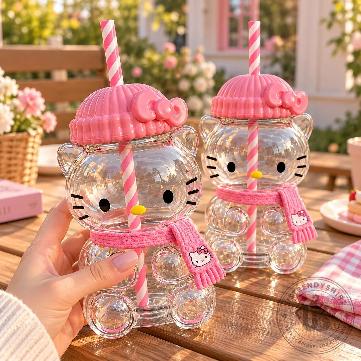 Hello Kitty Pink Beanie Scarf Tumbler Cup With Straw 7 Hello Kitty Pink Beanie Scarf Tumbler Cup With Straw
