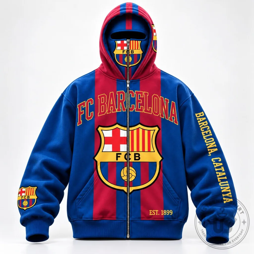 FC Barcelona Full Mask Zip Up Hoodie FC Barcelona Full Mask Zip Up Hoodie