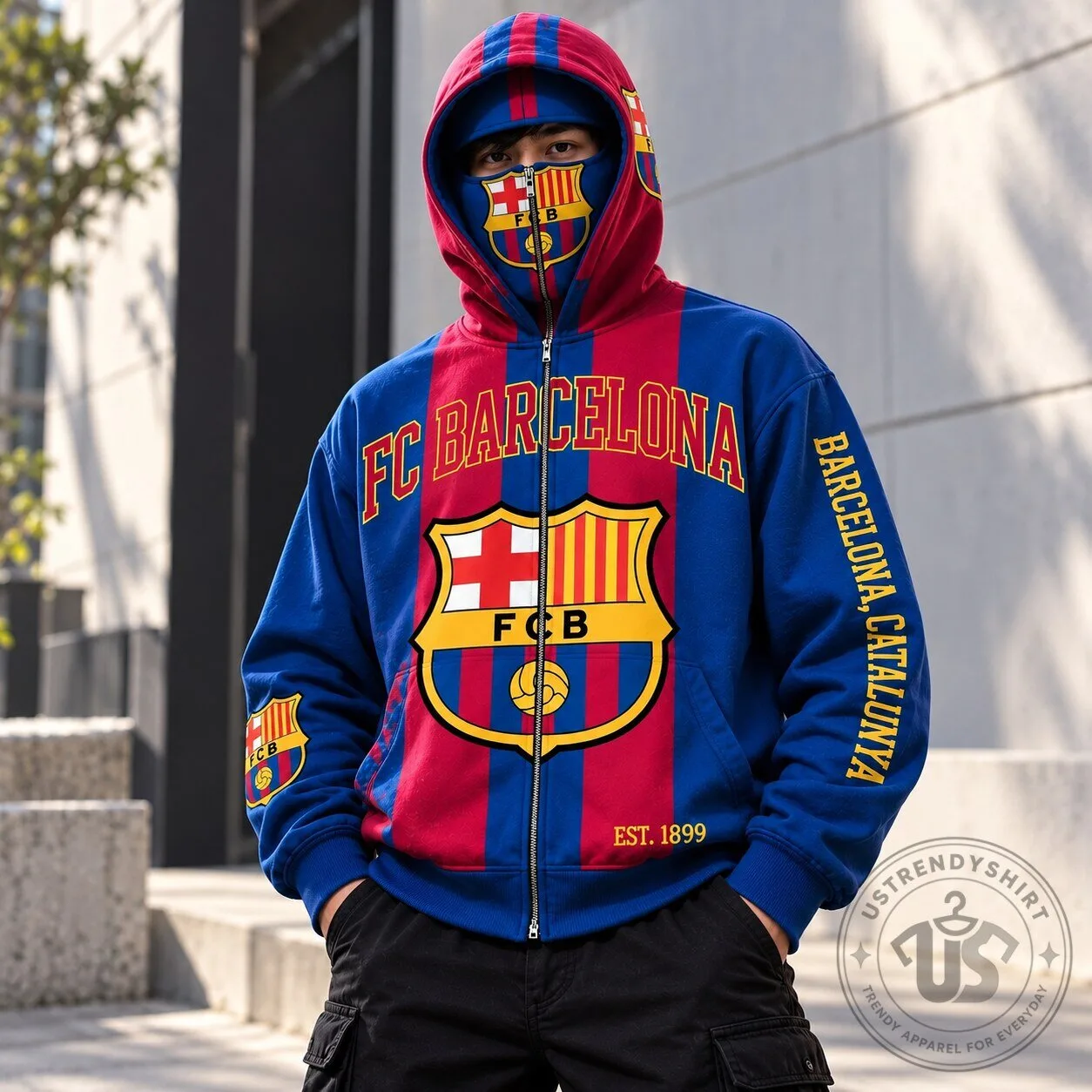FC Barcelona Full Mask Zip Up Hoodie 8 FC Barcelona Full Mask Zip Up Hoodie