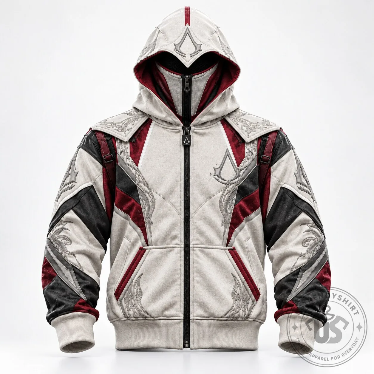 Assassin's Creed Mask Zip Up Hoodie Gaming Cosplay Jacket Apparel