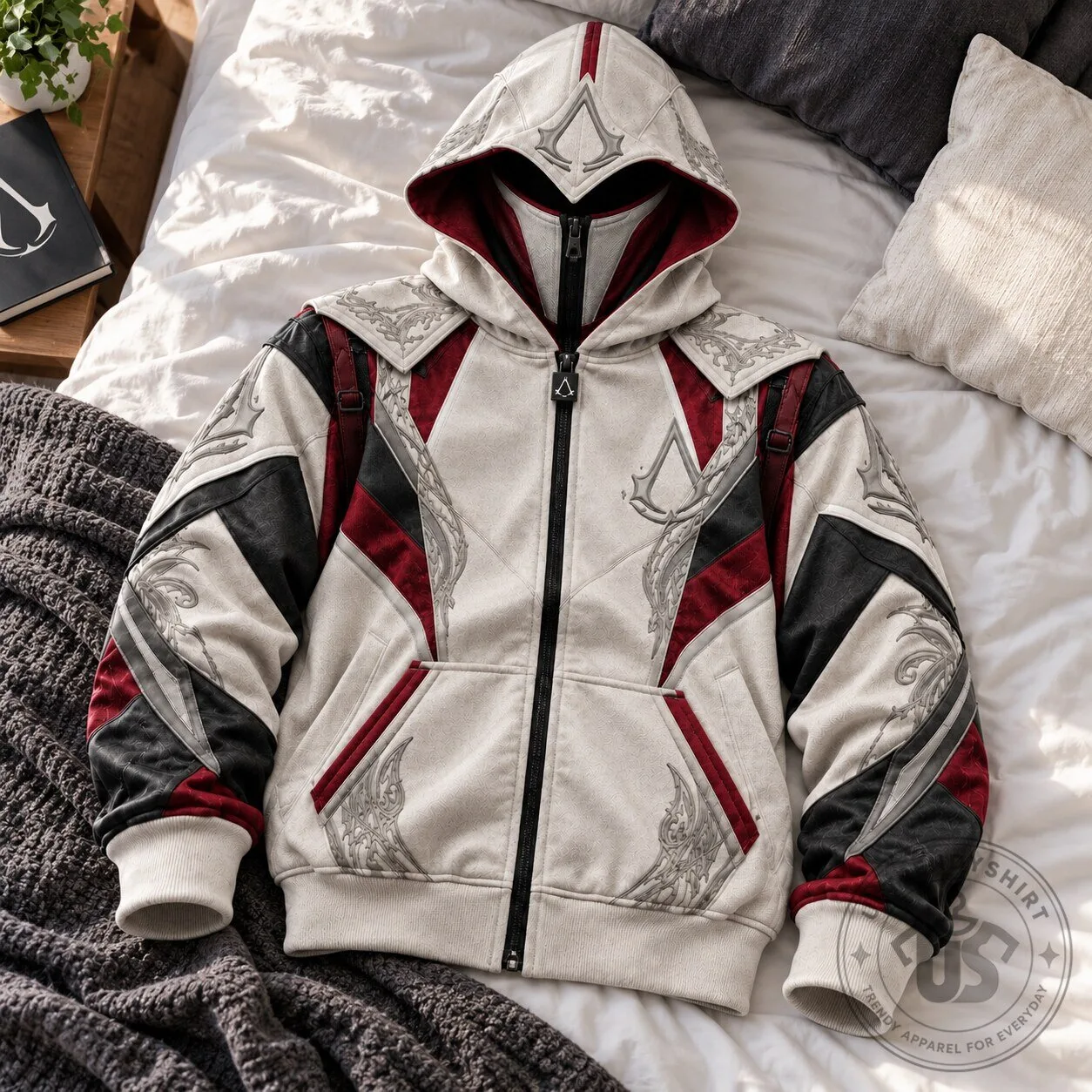 Assassin's Creed Mask Zip Up Hoodie Gaming Cosplay Jacket Apparel 7 Assassin